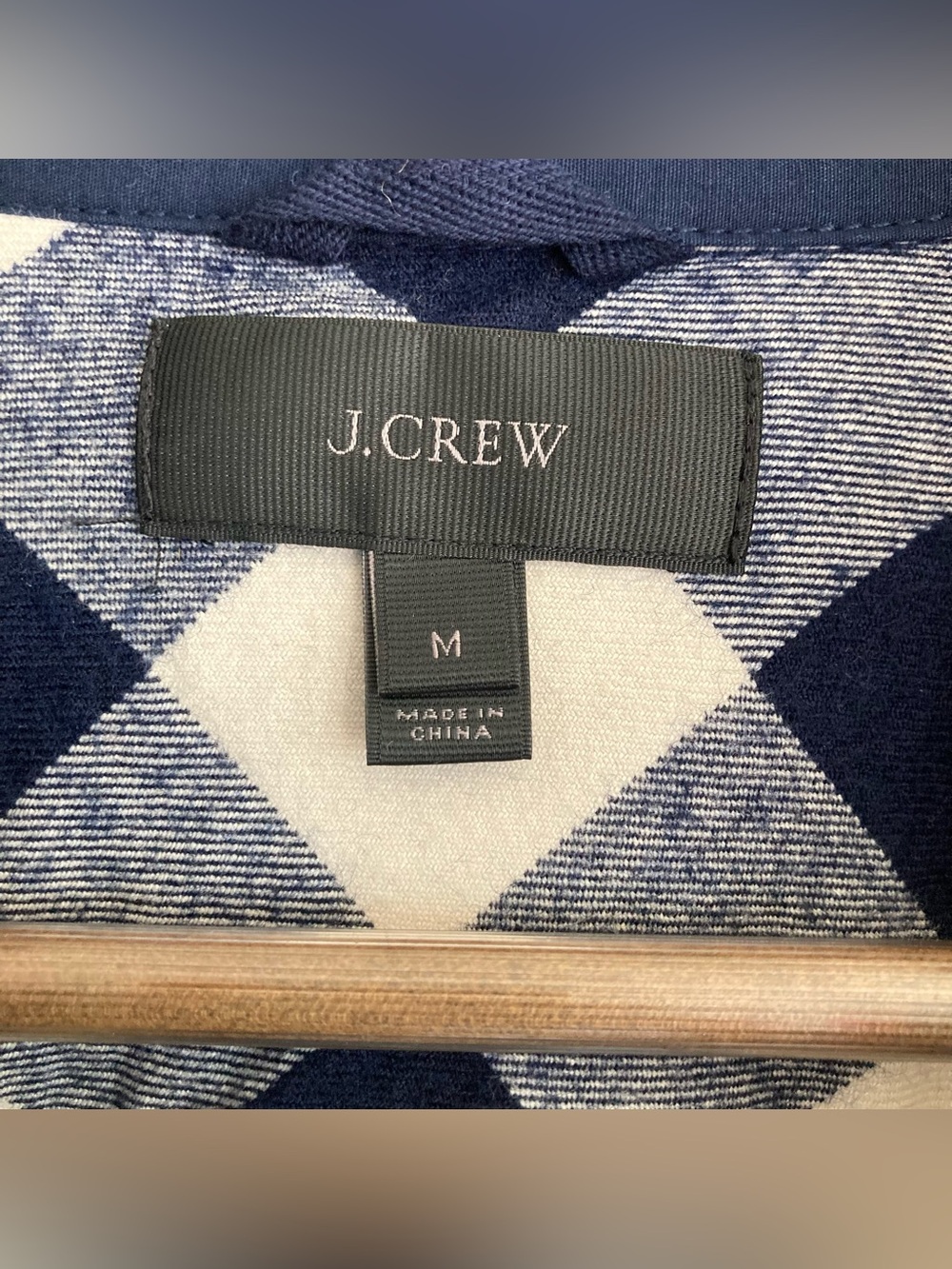 J.CREW Women's Navy and Cream Buffalo Check Plaid Half-Zip Shirt Shirt Jacket - Picture 11 of 13